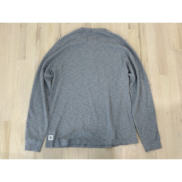 REIGNING CHAMP Gray Long Sleeve Henley Shirt Sz Large Cotton Made in Canada - Picture 6 of 6